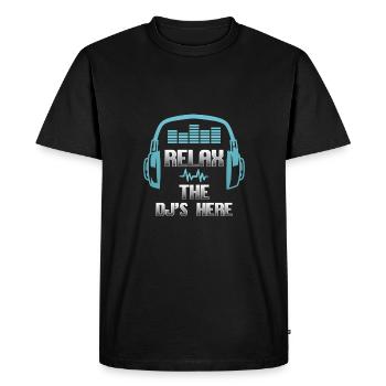 Détendez-vous, le DJ est là - T-shirt Premium bio Homme - noir - Devant - Nico (187cm)
