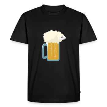 Bière mouton sous forme de mousse de bière - T-shirt Premium bio Homme - noir - Devant - Nico (187cm)