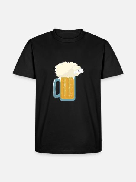 Bier Schaf als Bierschaum - Männer Premium Bio T-Shirt - Schwarz
