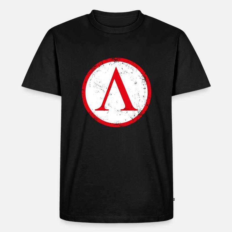 Spartan shield used - Männer Premium Bio T-Shirt - Schwarz