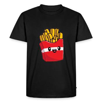 Kawaii Frites Design [1] - T-shirt Premium bio Homme - noir - Devant - Nico (187cm)