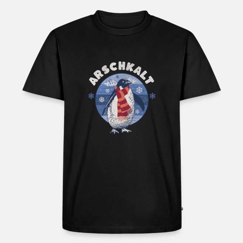 Arschkalt Pinguin - Männer Premium Bio T-Shirt - Schwarz
