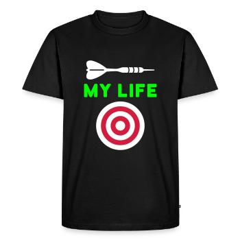 My life (dart, target) - Men's Premium Organic T-Shirt - black - Front - Nico (187cm)