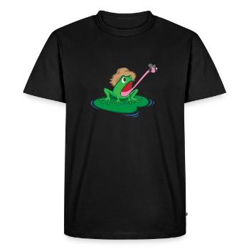 Grenouille chapeau de mouche de langue vert drôle drôle cadeau - T-shirt Premium bio Homme - noir - Devant - Nico (187cm)
