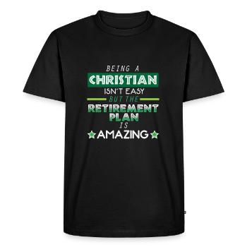Being A Christian Is Not Easy - Christianity Pension - Men's Premium Organic T-Shirt - black - Front - Nico (187cm)