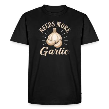 Garlic Vampire Fun Pun Needs More - Men's Premium Organic T-Shirt - black - Front - Nico (187cm)