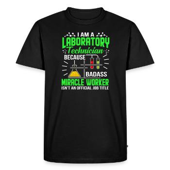 Je suis Un jeu de labo de technicien de laboratoire - T-shirt Premium bio Homme - noir - Devant - Nico (187cm)