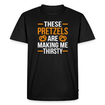 Le bretzel me rend assoiffé boulangerie Bretzel - T-shirt Premium bio Homme - noir - Devant - Nico (187cm)