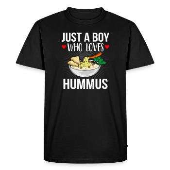 Just A Boy, The Hummus Funny Hummus Word Game - Men's Premium Organic T-Shirt - black - Front - Nico (187cm)