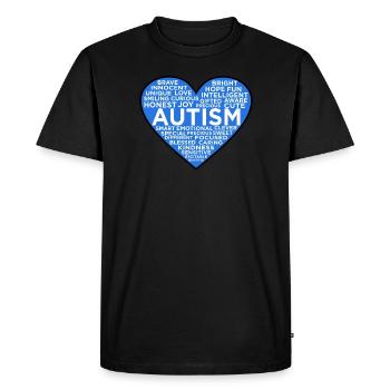 Amour-cœur-autisme-conscience-autiste - T-shirt Premium bio Homme - noir - Devant - Nico (187cm)