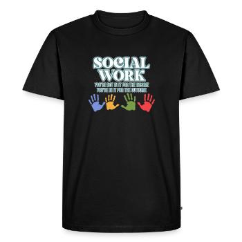 Social Work Definition Proud - Men's Premium Organic T-Shirt - black - Front - Nico (187cm)