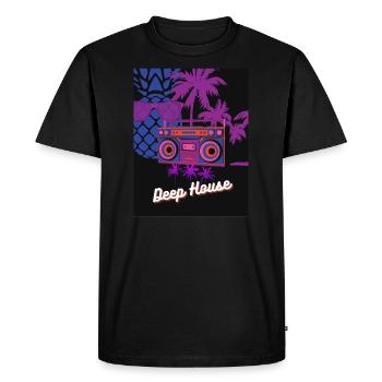 French Kultur Klub juke box palm - T-shirt Premium bio Homme - noir - Devant - Nico (187cm)