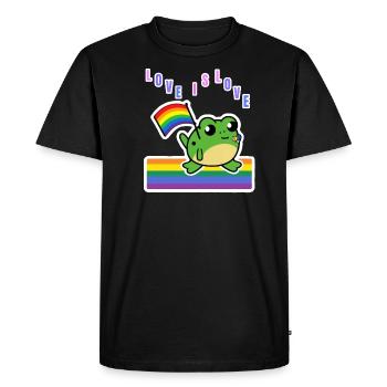 Rainbow Frog - L’amour est l’amour - T-shirt Premium bio Homme - noir - Devant - Nico (187cm)