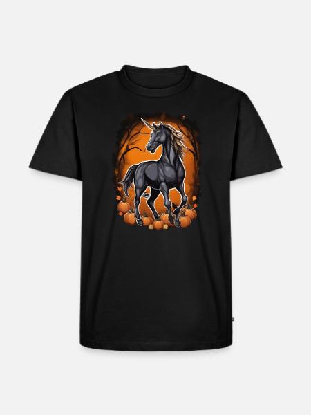 Einhorn Helloween - Männer Premium Bio T-Shirt - Schwarz