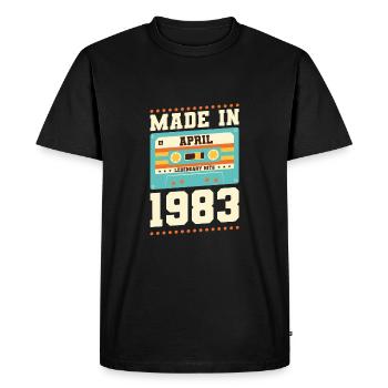 40e anniversaire avril Né en 1983 Idée cadeau - T-shirt Premium bio Homme - noir - Devant - Nico (187cm)