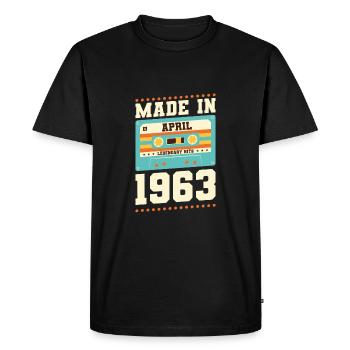 60e anniversaire Avril Né en 1963 Idée cadeau - T-shirt Premium bio Homme - noir - Devant - Nico (187cm)