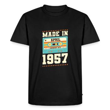66e anniversaire Avril Né 1957 Idée cadeau - T-shirt Premium bio Homme - noir - Devant - Nico (187cm)