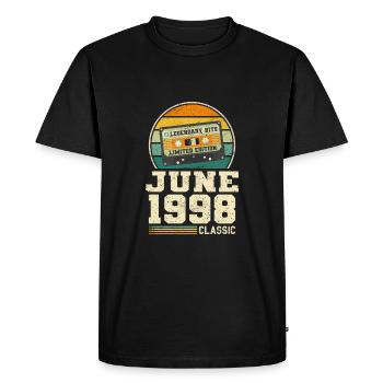25ème Anniversaire Juin Millésime 1998 Idée cadeau - T-shirt Premium bio Homme - noir - Devant - Nico (187cm)