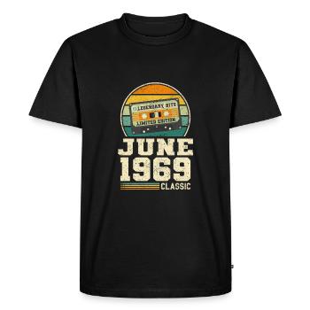 54e anniversaire juin millésime 1969 Idée cadeau - T-shirt Premium bio Homme - noir - Devant - Nico (187cm)