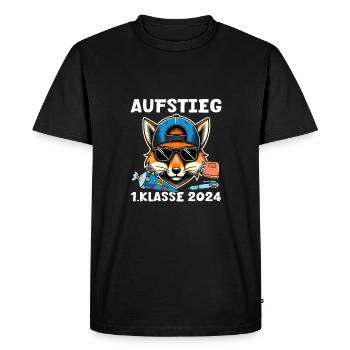 Aufstieg 1. Klasse 2024 Schulstart Fuchs - Männer Premium Bio T-Shirt - Schwarz - Vorne - Nico (187cm)