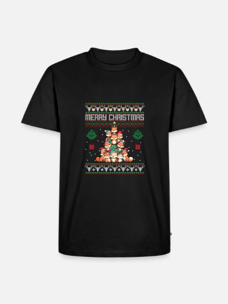 Fuchs Weihnachten Wald - Männer Premium Bio T-Shirt - Schwarz