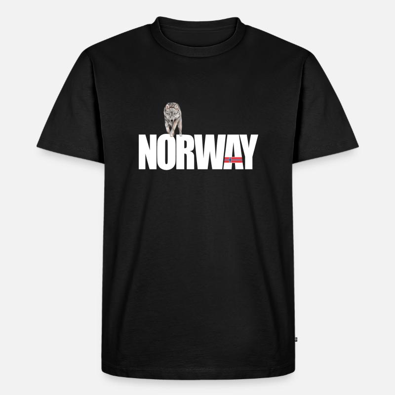 Norwegen mit Wolf - Männer Premium Bio T-Shirt - Schwarz