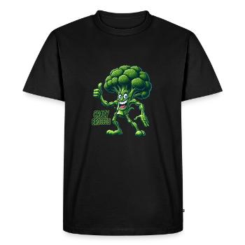 Légumes fous : Broccoli Bodybuilder Pro Pouces en l’air - T-shirt Premium bio Homme - noir - Devant - Nico (187cm)