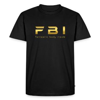 FBI - Fantastic Body Inside | GOLDEN - Men's Premium Organic T-Shirt - black - Front - Nico (187cm)