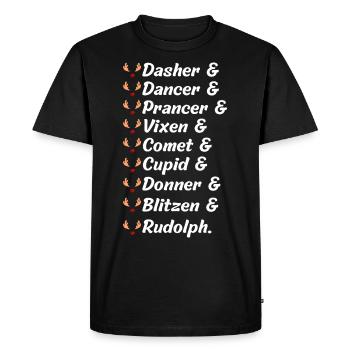 9 Reindeer from Santa Claus by name - Men's Premium Organic T-Shirt - black - Front - Nico (187cm)