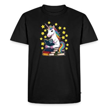 Licorne Lecture Licorne - T-shirt Premium bio Homme - noir - Devant - Nico (187cm)