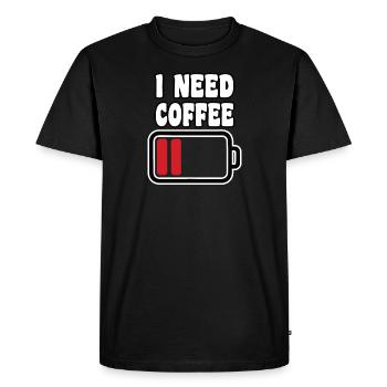 I need Coffee Niedrige Batterie - Männer Premium Bio T-Shirt - Schwarz - Vorne - Nico (187cm)