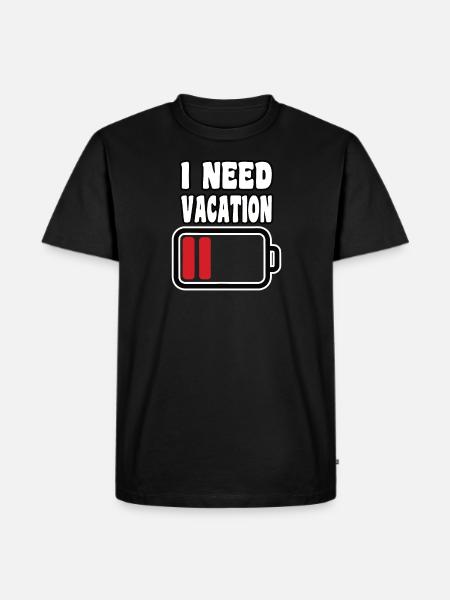 Ich brauche Urlaub Batterielow - Männer Premium Bio T-Shirt - Schwarz