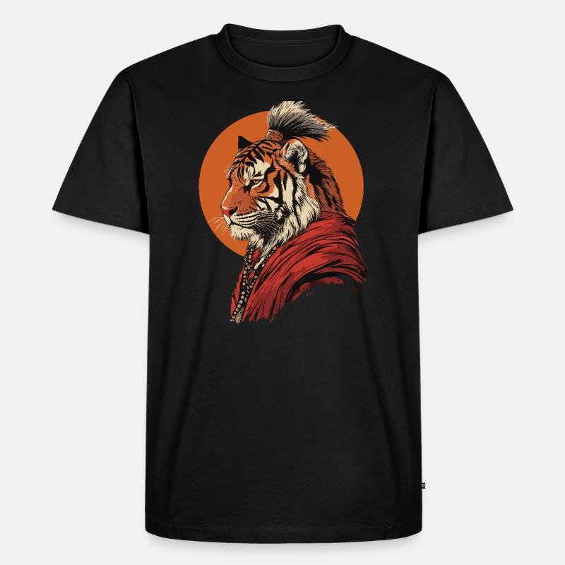 Tiger Mönch - Männer Premium Bio T-Shirt - Schwarz