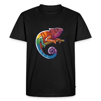 Caméléon coloré - T-shirt Premium bio Homme - noir - Devant - Nico (187cm)