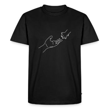 Chat à main - T-shirt Premium bio Homme - noir - Devant - Nico (187cm)