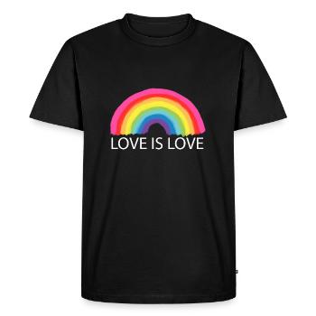 LOVE IS LOVE Lgbt Rainbow gay pride queer csd - Men's Premium Organic T-Shirt - black - Front - Nico (187cm)