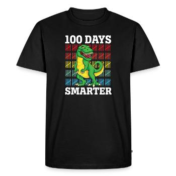 100 jours plus intelligents 100 ème jour d’école Dinosaure - T-shirt Premium bio Homme - noir - Devant - Nico (187cm)