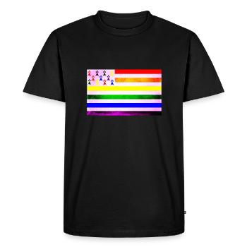 Drapeau Bretagne Gay - T-shirt Premium bio Homme - noir - Devant - Nico (187cm)