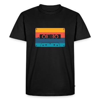 Rétro casette vintage - T-shirt Premium bio Homme - noir - Devant - Nico (187cm)