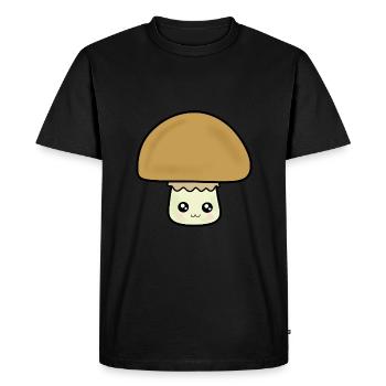Champignon Kawaii champignon mignon avec visage - T-shirt Premium bio Homme - noir - Devant - Nico (187cm)
