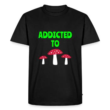 Addicted to fly agarics (three fly agarics) - Men's Premium Organic T-Shirt - black - Front - Nico (187cm)