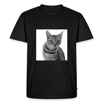 Chat blanc Chat Chat blanc Cadeau - T-shirt Premium bio Homme - noir - Devant - Nico (187cm)