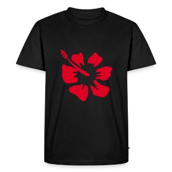 Fleur rouge fleurs rouge fleurs rouge hibiscus - T-shirt Premium bio Homme - noir - Devant - Nico (187cm)