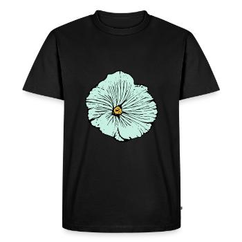 Fleur, Bleu Clair, Fleur Bleue, Mauve - T-shirt Premium bio Homme - noir - Devant - Nico (187cm)
