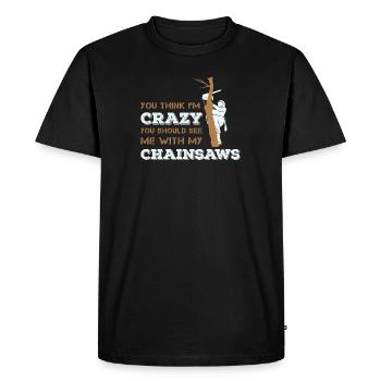 Tronçonneuse et arbre pour bûcherons et arboriculteurs - T-shirt Premium bio Homme - noir - Devant - Nico (187cm)