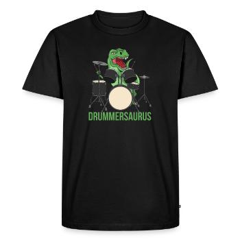 Batterie T-Rex dinosaure Drums Bâtons - T-shirt Premium bio Homme - noir - Devant - Nico (187cm)
