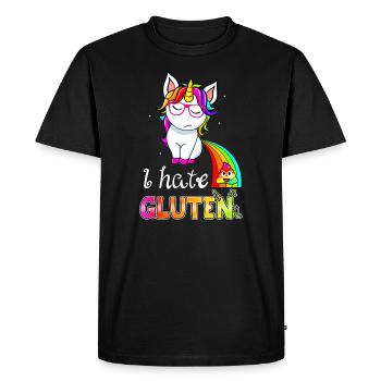 Intolérance au gluten Maladie cœliaque Licorne - T-shirt Premium bio Homme - noir - Devant - Nico (187cm)
