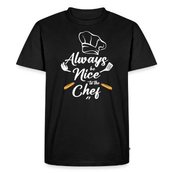 Soyez toujours gentil avec le chef - T-shirt Premium bio Homme - noir - Devant - Nico (187cm)