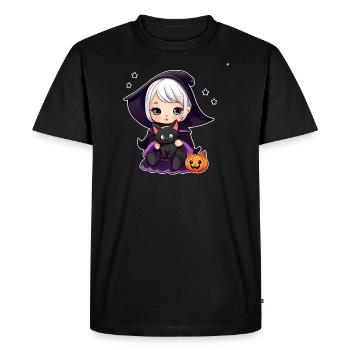 Sorcière mignonne avec chat noir - T-shirt Premium bio Homme - noir - Devant - Nico (187cm)