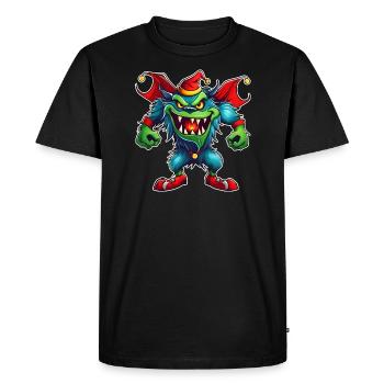 Monstre de Noël laid avec chapeau de Père Noël - T-shirt Premium bio Homme - noir - Devant - Nico (187cm)
